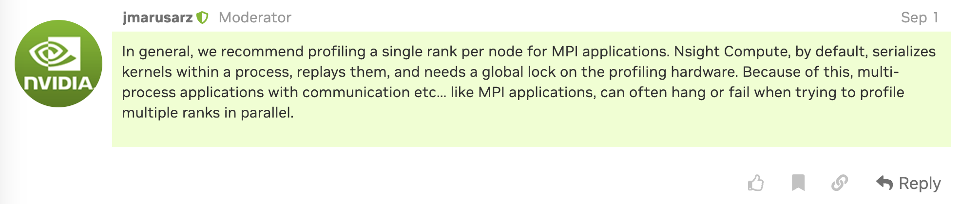Nvidia官方对于为什么一个Node上只推荐对一个rank进行profiling的解释